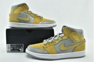 Air Jordan 1 Mid Mixed Textures Yellow DA4666 001 Womens And Mens Shoes  